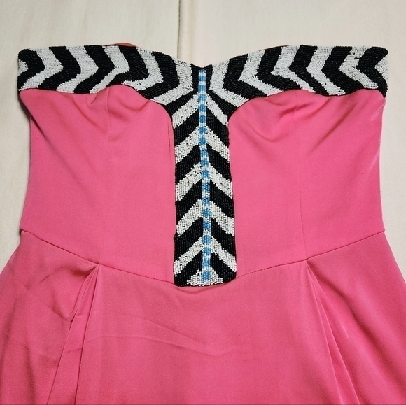 Mara Hoffman Silk Blend Beaded Strapless Mini Dress Pink 4 - Picture 6 of 13